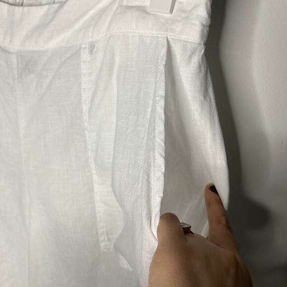 Flax Women's Pants Size Medium White Wide Leg Linen Minimalist Coverup Sheer - Picture 3 of 7